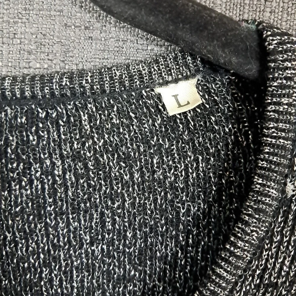 Vtg 50s Macys Associates Wool Pullover Sweater Metallic‎ Italy Large Black